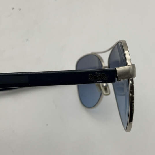 Mens Blue Silver Metal Full Rim Blue Lens Aviator Sunglasses With Case image number 6