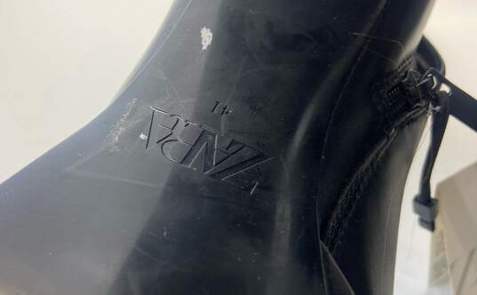 ZARA Black Chunky Platform Heel Ankle Zip Boots Size 41 image number 7