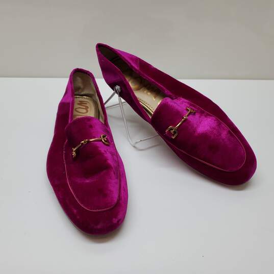 Sam Edelman Flats Raspberry Velvet Shoes Loraine Pink Loafers Sz 9.5W image number 3