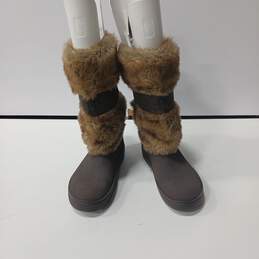 Crocs Brown Tall Boots With Faux Fur Size W9