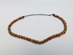 Artisan 925 Southwestern Turquoise & Coral & Orange Branch Beaded Layering Necklaces 49.3g alternative image