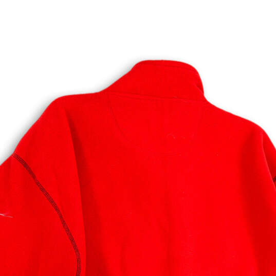 Mens Red Mock Neck 1/4 Zip Long Sleeve Pullover Sweatshirt Size XL image number 1