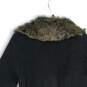 Womens Black Long Sleeve Collared Tight knit Belted Cardigan Sweater Size Medium image number 4