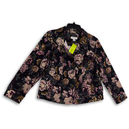 NWT Womens Multicolor Floral Notch Lapel Button Front Jacket Size P/XL
