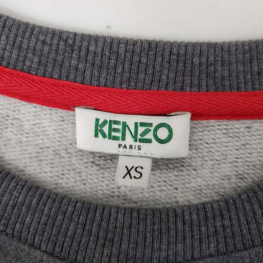 Kenzo Paris Tiger Embroidered Logo Pull Over Gray Sweatshirt Size XS image number 3