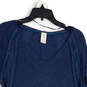 NWT Womens Blue Waffle Knit V-Neck Hi-Low Hem Pullover Blouse Top Size XS image number 3