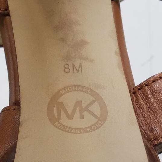 Michael Kors Calder Leather Platform Heels Tan 8 image number 7