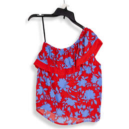 NWT Womens Red Floral One Shoulder Blouse Pullover Top Size Small alternative image