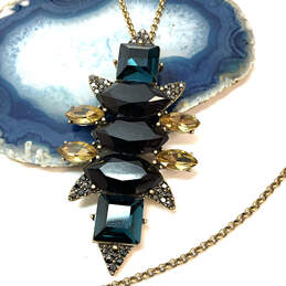 Designer J. Crew Gold-Tone Prong Set Crystal Cut Stone Pendent Necklace