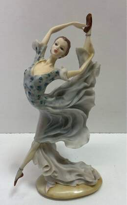 Vintage De Capoli Collection 14in Tall Porcelain Statue Blue Dress Dancer