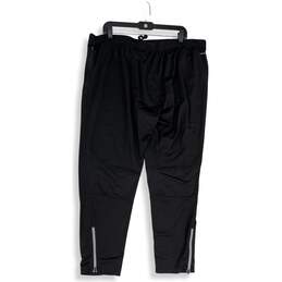 Mens Black Elastic Waist Drawstring Pockets Ankle Zip Track Pants Size 2XL alternative image