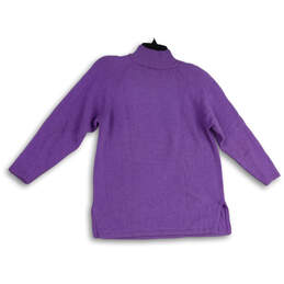Womens Purple Knitted Mock Neck Long Sleeve Pullover Sweater Size L alternative image