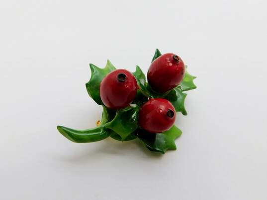 Variety Vintage & Contemporary Poinsettia Holly Holiday Christmas Earrings & Brooches 76.9g image number 9