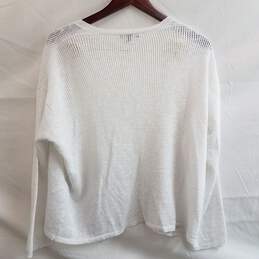 Eileen Fisher White Organic Linen Knit Drape Front Cardigan Size XXS alternative image