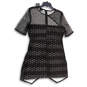 NWT Womens Black Mesh Asymmetrical Hem Back Zip A-Line Dress Size 12 image number 1