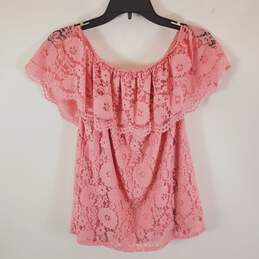 Adrianna Papell Women Pink Lace Blouse M NWT alternative image