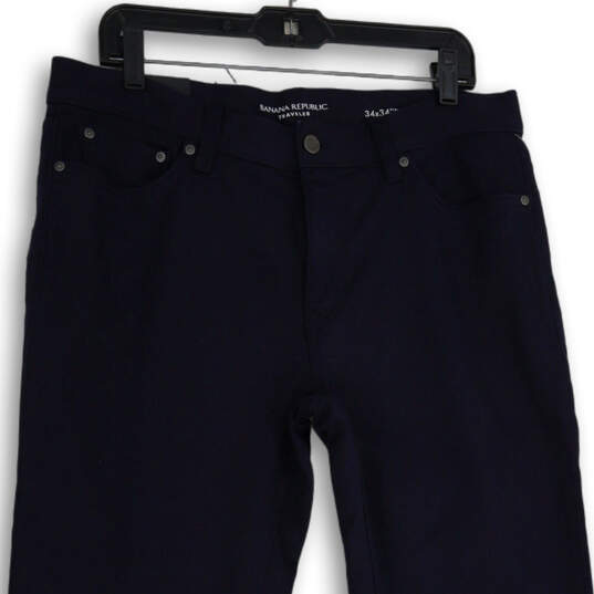 NWT Mens Navy Blue Denim Traveler Dark Wash Skinny Leg Jeans Size 34X34 image number 3