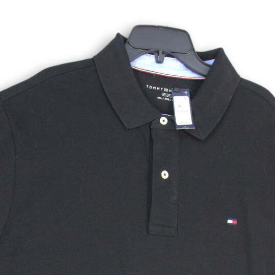NWT Tommy Hilfiger Mens Black Spread Collar Short Sleeve Polo Shirt Size 4XL image number 3