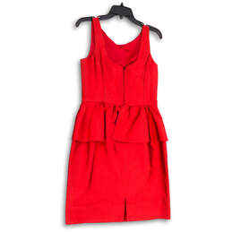 Womens Red Back Zip Pleated Round Neck Sleeveless Mini Dress Size 10