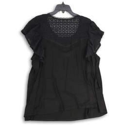 NWT Womens Black Super Soft Lace Ruffle Sleeve Pullover Blouse Top Size 3 alternative image