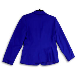 Womens Blue Peak Lapel Long Sleeve Flap Pocket One Button Blazer Size 14 alternative image