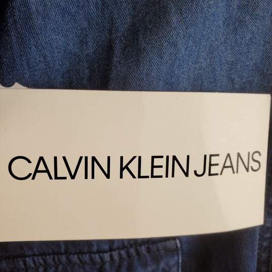 Calvin Klein Women Blue Denim Button Up Shirt S NWT image number 5