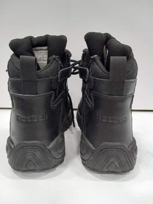 Reebok Black Leather Oil And Slip Resistant Boots Size 11.5W image number 4