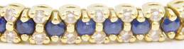 Heavy 18K Yellow Gold 1.25 CTTW Diamond & Sapphire Tennis Bracelet 25.0g alternative image