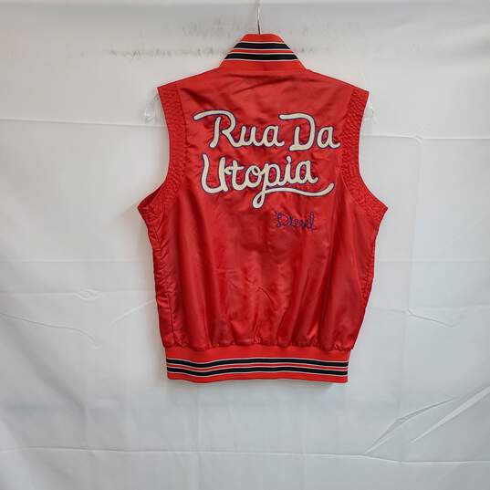 Diesel Red Embroidered Full Zip Vest WM Size L image number 2