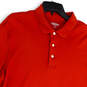 Mens Red Short Sleeve Spread Collar Button Front Polo Shirt Size 46-48 image number 4