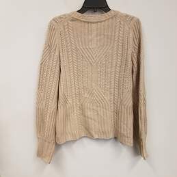 Womens Beige Crew Neck Long Sleeve Knitted Pullover Sweater Size Medium alternative image