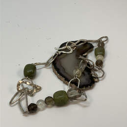 Designer Silpada 925 Sterling Silver Serpentine Stone Link Chain Necklace