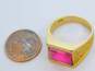 10K Gold Faceted Ruby Etched Textured Statement Band Ring 9.5g image number 3