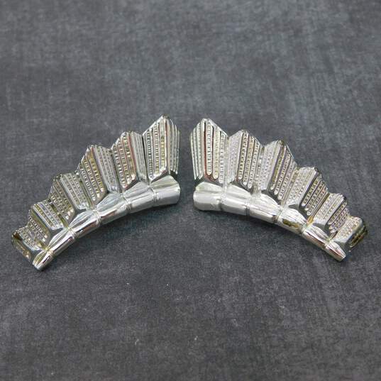 Vintage Coro Silver Tone Textured Geometric Clip-On Earrings 10.6g image number 1