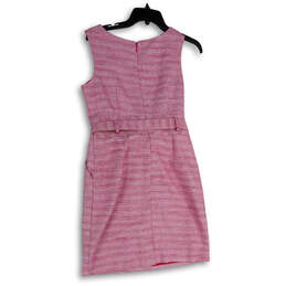Womens Pink White Waist Belt Sleeveless Back Zip Short Shift Dress Size 6P alternative image
