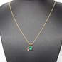 Gold Filled Green Glass CZ Accent Pendant Necklace & Earrings - 2.1g image number 2