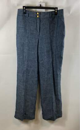 NWT Brooks Brothers Womens Blue 346 Flat Front Linen Straight Dress Pants Sz 12