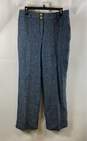 NWT Brooks Brothers Womens Blue 346 Flat Front Linen Straight Dress Pants Sz 12 image number 1