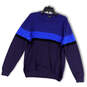 Mens Blue Black Knitted Crew Neck Long Sleeve Pullover Sweater Size XL image number 1