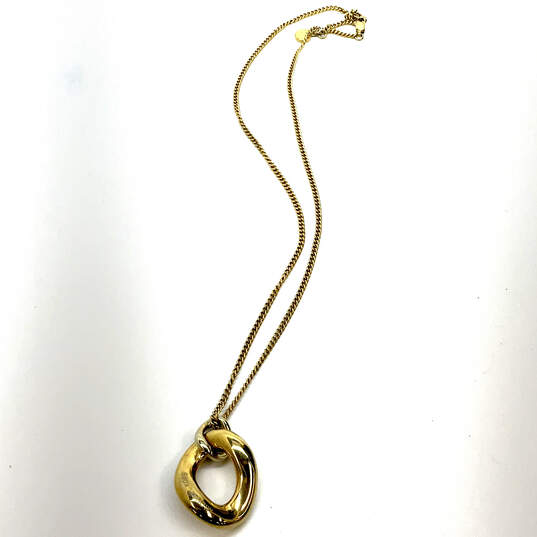 Designer Michael Kors Gold-Tone Oval Shape Link Chain Pendant Necklace image number 3
