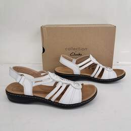 Collection by Clarks Leisa Janna White Leather Sandals IOB Size 10 alternative image