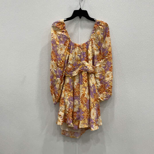 NWT Womens Orange Floral Long Sleeve Cut-Out Rosita Mini Dress Size Small image number 1