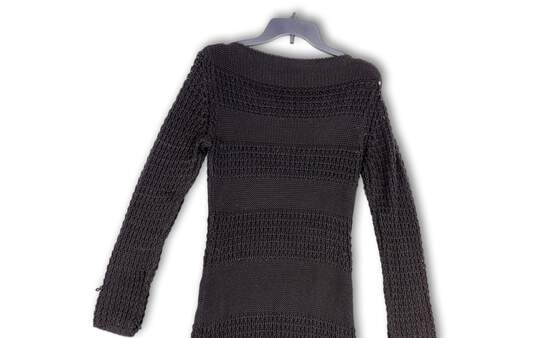 Womens Black Knitted Round Neck Long Sleeve Sweater Dress Size Medium image number 4
