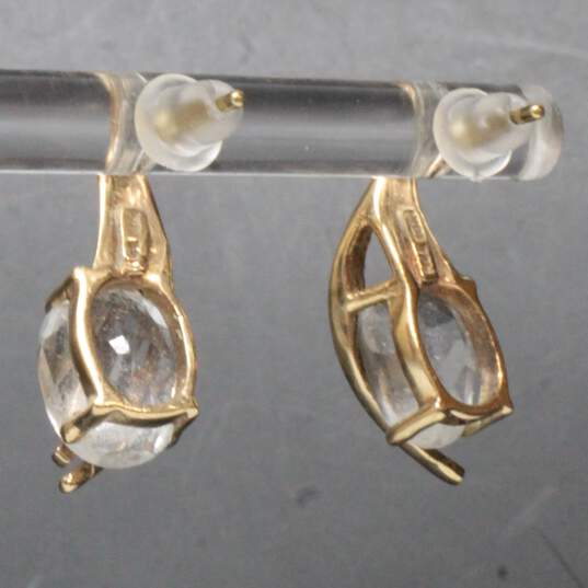 10K Yellow Gold Clear Quartz Stud Earrings - 2.65g image number 3