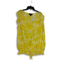 NWT Womens Yellow Tie-Dye Sleeveless V-Neck Pullover Blouse Top Size 18/20