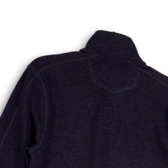Mens Blue 1/4 Zip Mock Neck Long Sleeve Tight-Knit Pullover Sweater Size S image number 4
