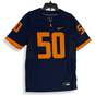 Nike Mens Navy Blue Orange V-Neck Illinois Fighting Illini Football Jersey Sz S image number 1