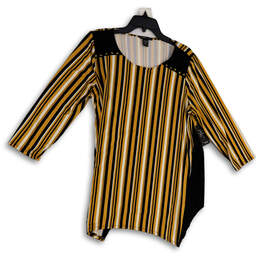 NWT Womens Multicolor Striped Long Sleeve Round Neck Tunic Blouse Top Sz L