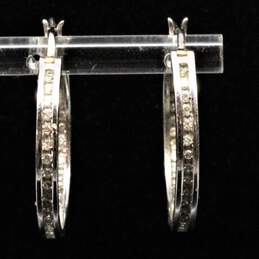 Sterling Silver Diamond Accent Hoop Earrings - 4.5g