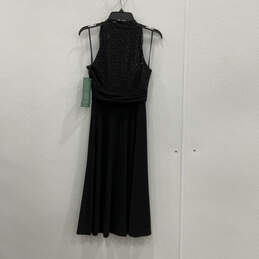 NWT Womens Black Sequin Sleeveless Halter Neck Midi Fit & Flare Dress Sz 4 alternative image